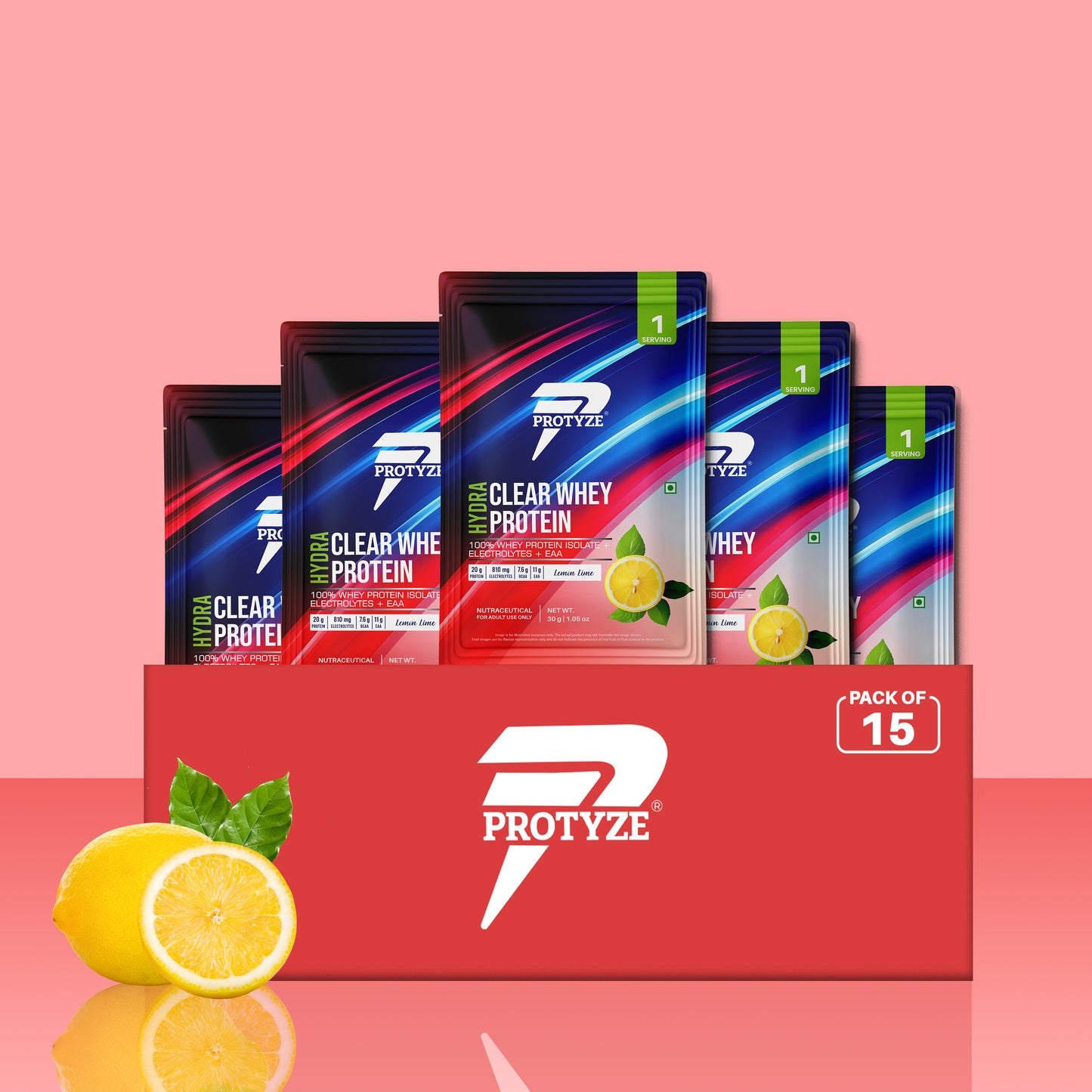 Hydra Clear Whey Protein, Lemon Lime ( Pack of 15 Sachets )