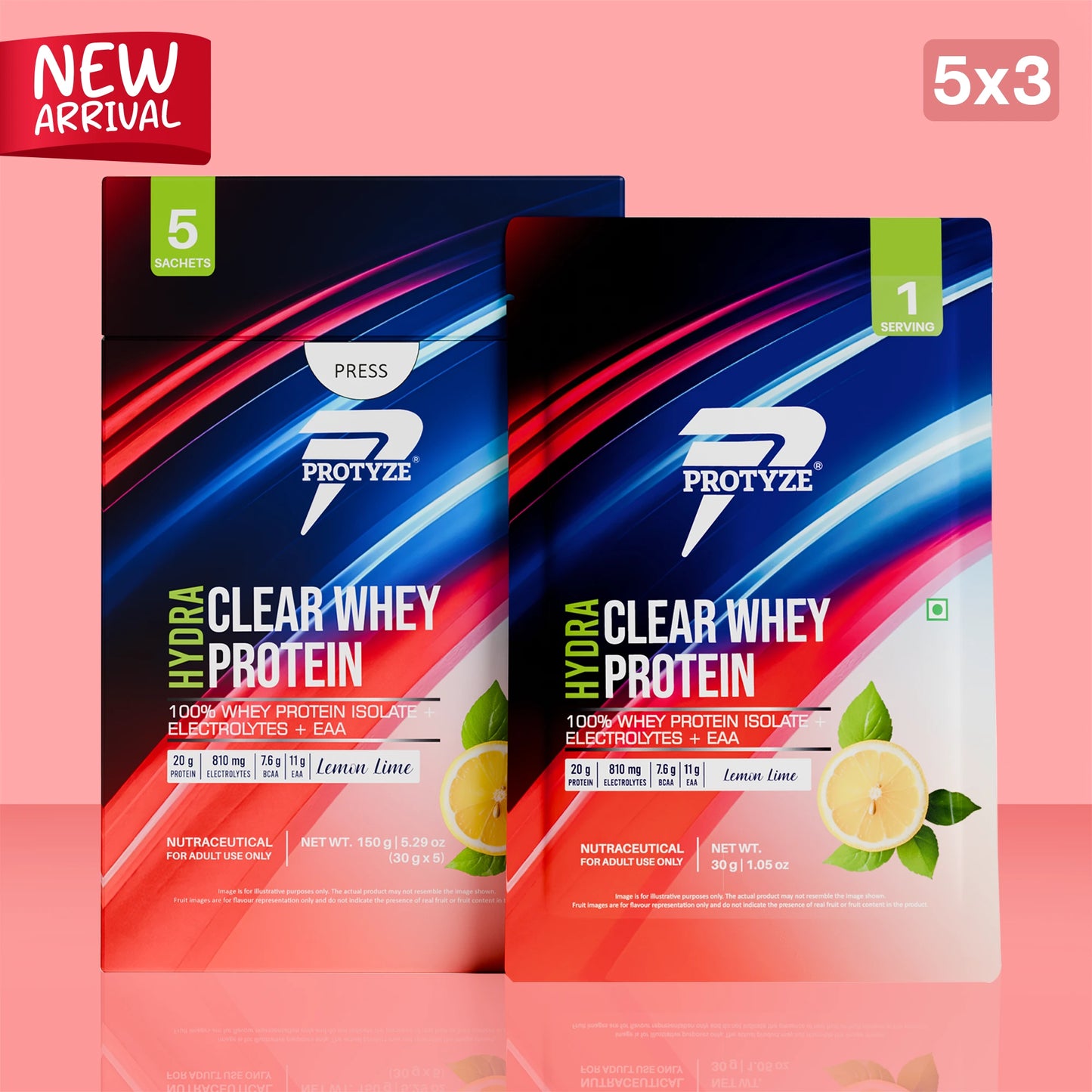 Hydra Clear Whey Protein, Lemon Lime ( Pack of 15 Sachets )