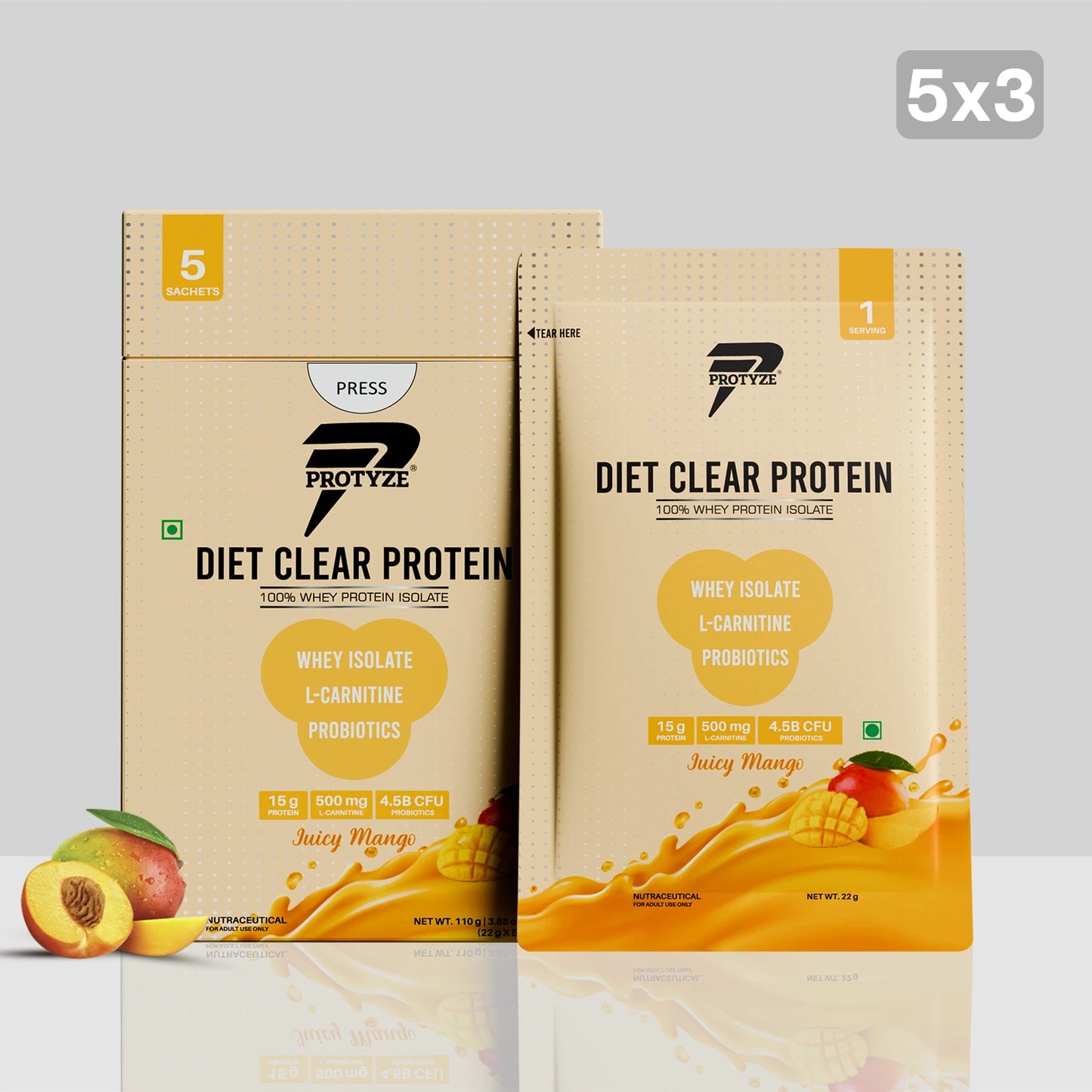 Diet Clear Protein, Juicy Mango (Pack of 15 Sachets)
