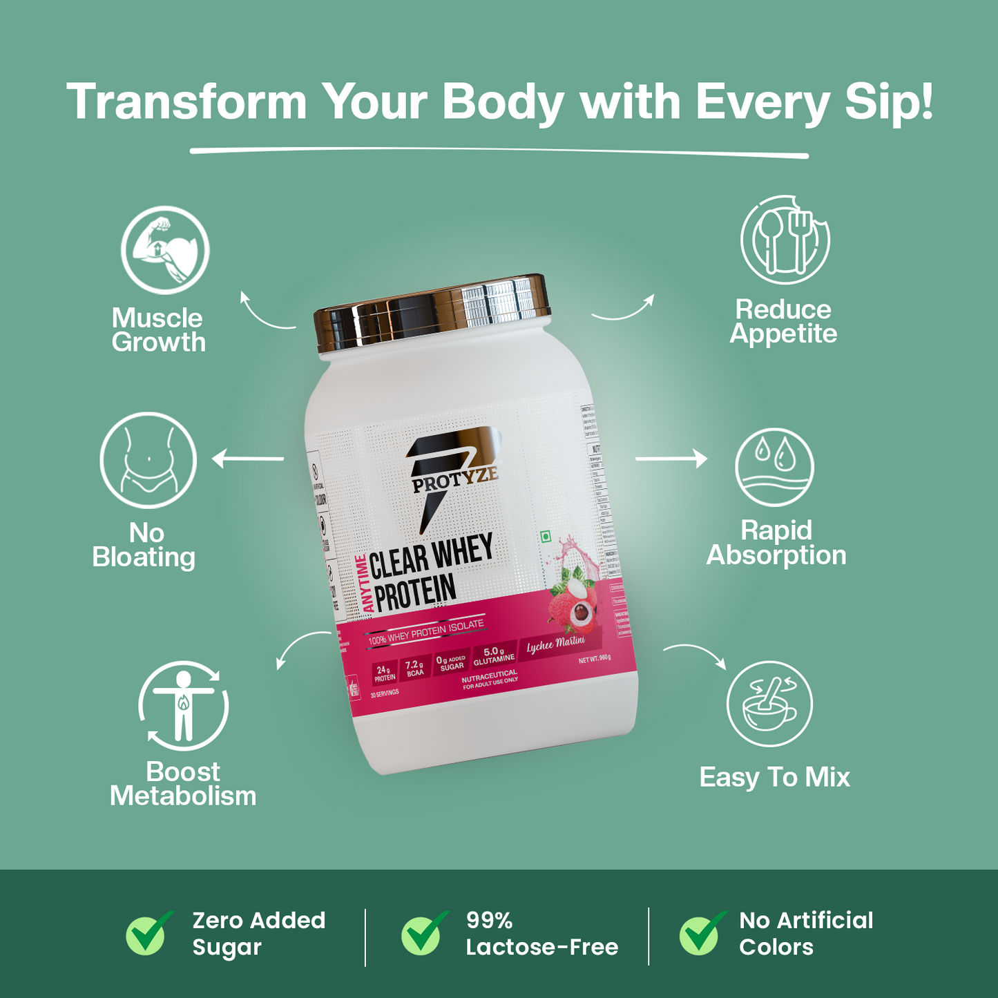 Anytime Clear Whey Protein Isolate, Lychee Martini (30 Servings)