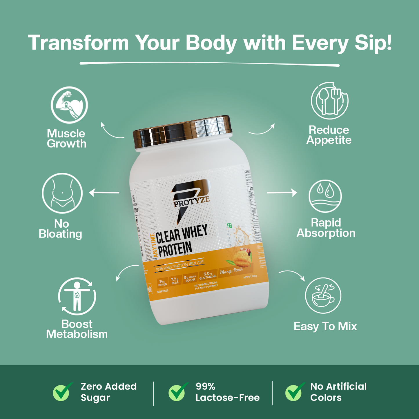 Anytime Clear Whey Protein Isolate, Mango Peach (30 Servings)