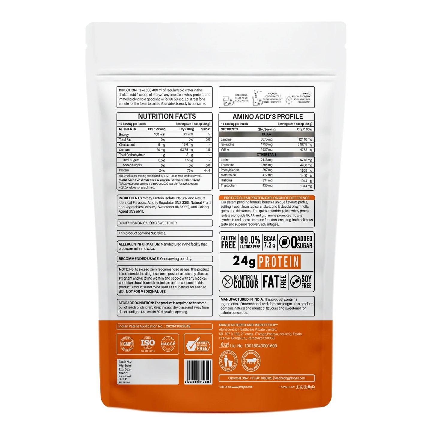 Anytime Clear Whey Protein Isolate, Orange Squash 15 Servings