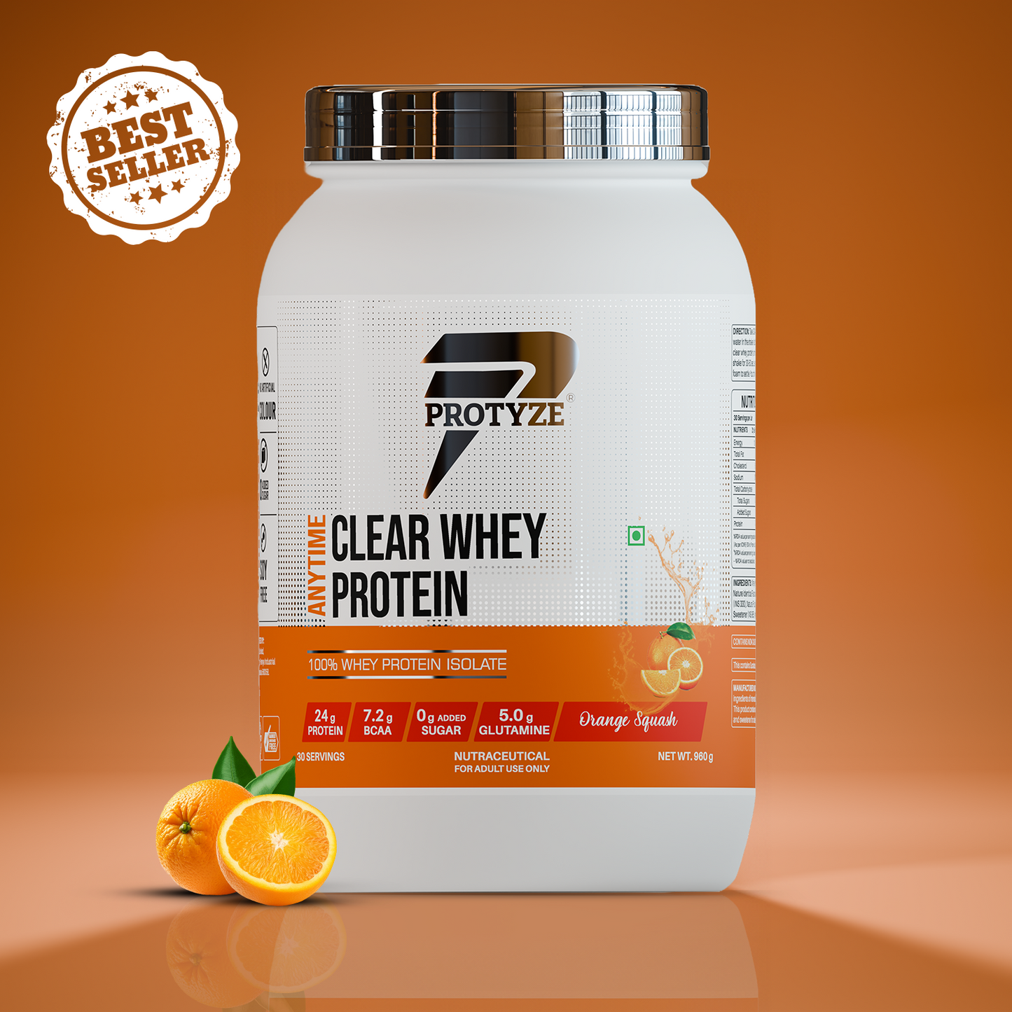 Anytime Clear Whey Protein Isolate, Orange Squash (30 Servings)
