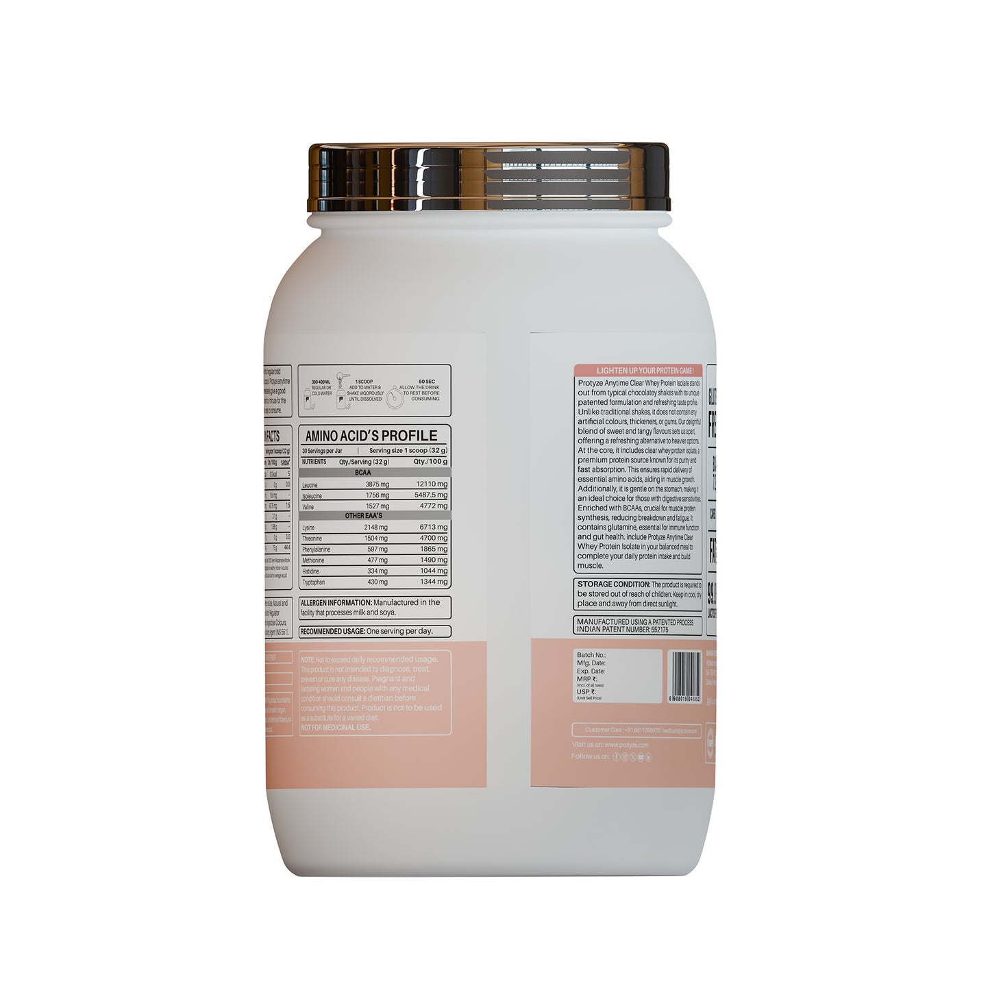 Anytime Clear Whey Protein Isolate, Pink guava (30 Servings)