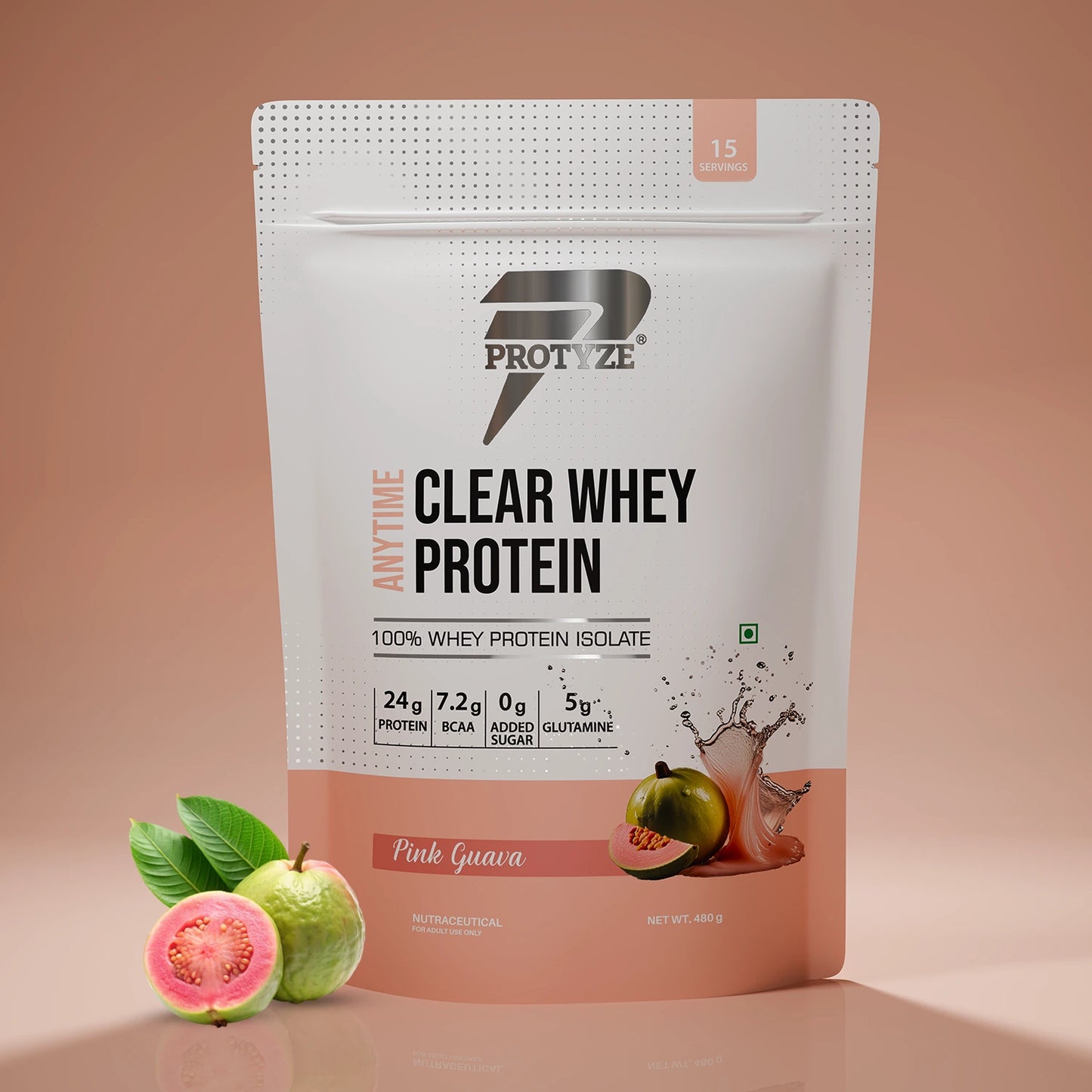 Anytime Clear Whey Protein Isolate, Pink guava (15 Servings)