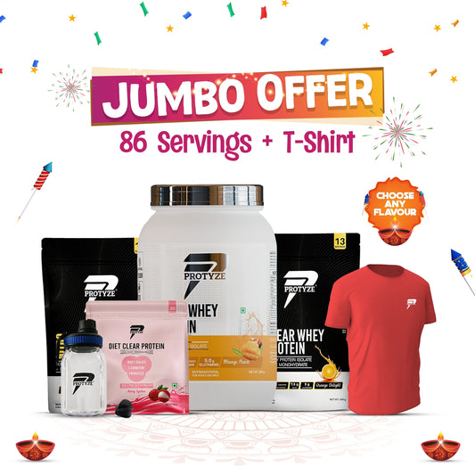 Protyze Clear Whey Jumbo - (1Anytime Jar + 2Nitro Pouch's + 1Diet Pouch + Shaker & T-Shirt Combo)