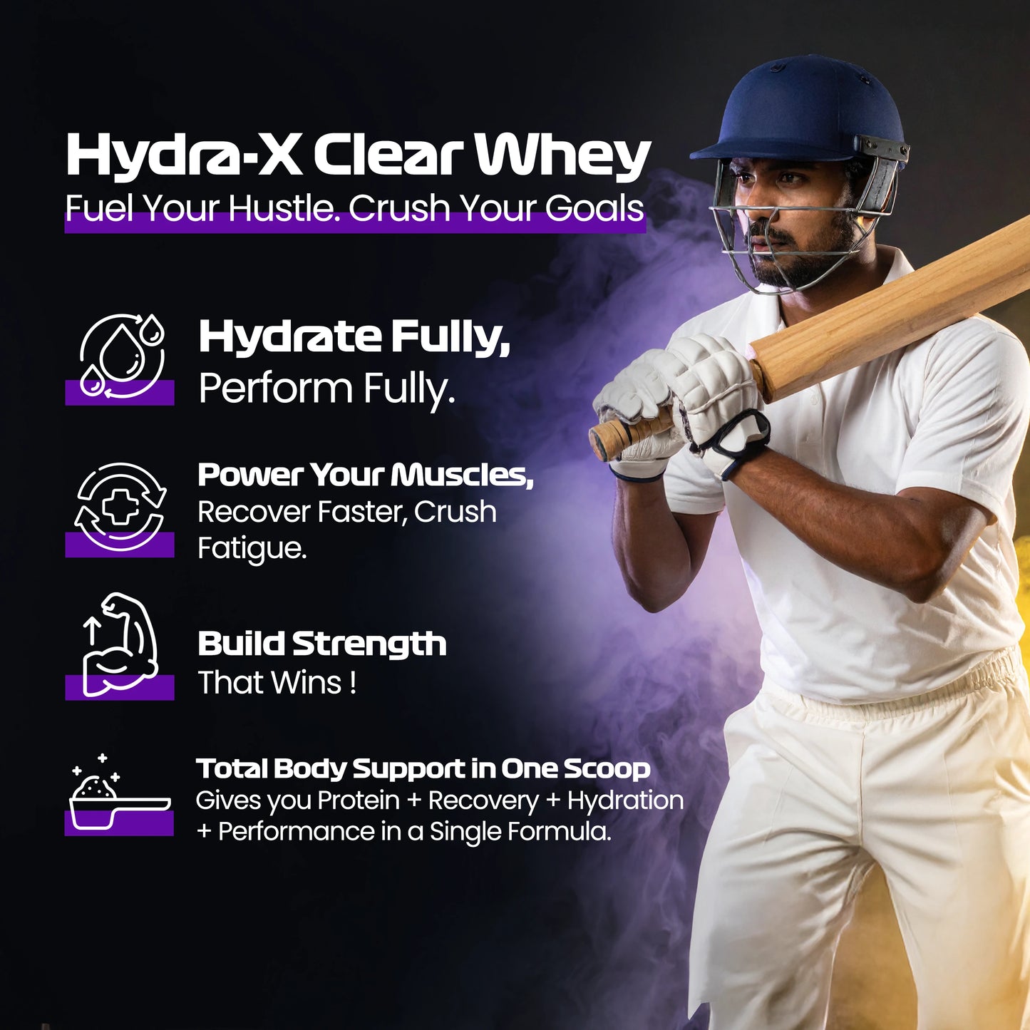 Hydra-X Clear Whey Protein with Electrolytes & Creatine, Fruit Punch (Pack of 12 Sachets)