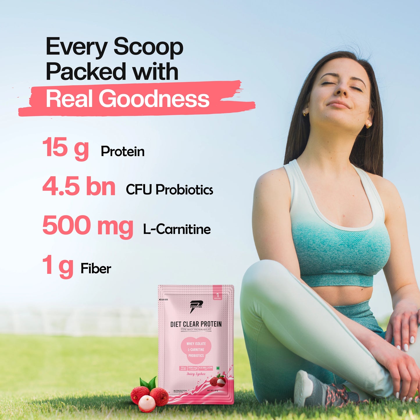 Diet Clear Protein, Juicy Lychee (Pack of 15 Sachets)