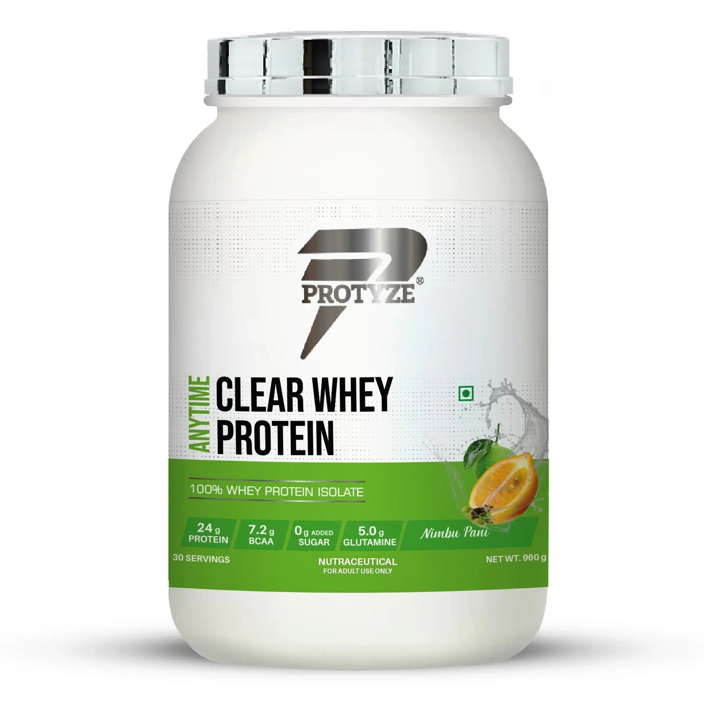Anytime Clear Whey Protein Isolate, Nimbu Pani (30 Servings)