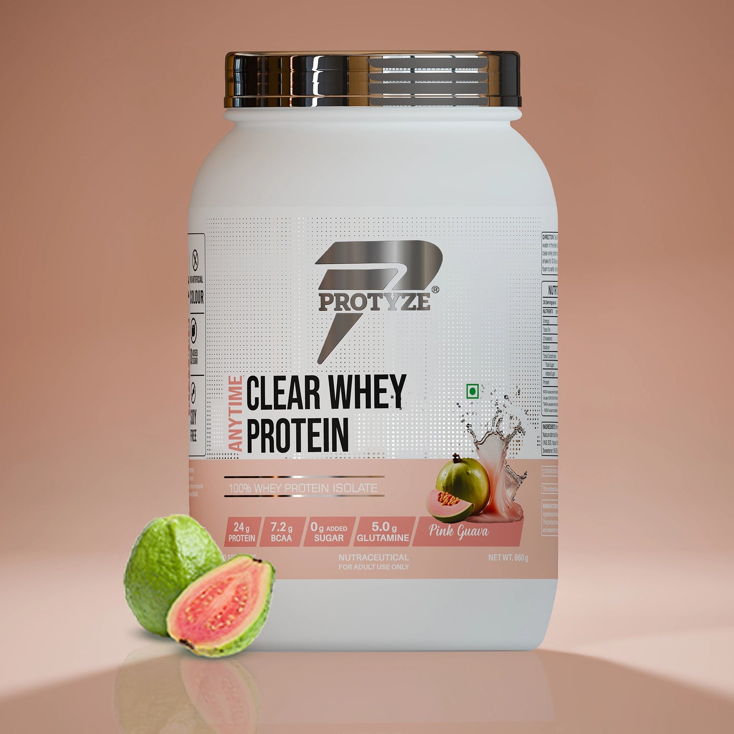 Anytime Clear Whey Protein Isolate, Pink guava 30 Servings (24g Protein, Zero Added Sugar, Easy Digestion)