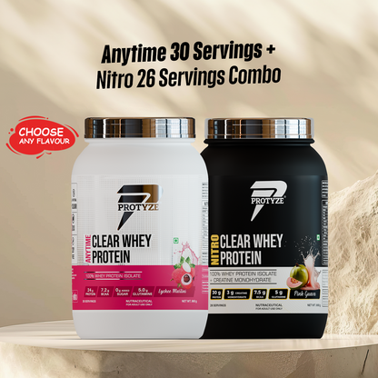 Protyze Clear Whey Protein Anytime Jar + Nitro Jar Combo (30+26 Servings)