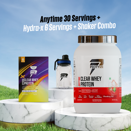 Protyze Clear Whey Isolate Anytime Jar + Hydra-X Assorted Pack Of 6 + Shaker Combo