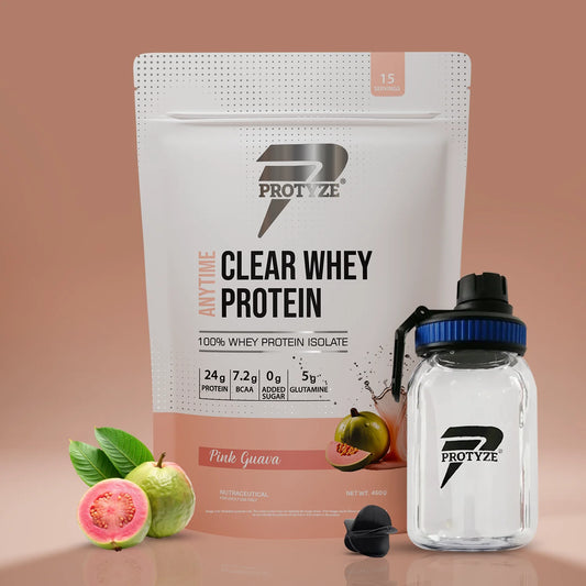 Anytime Clear Whey Protein Isolate, Pink Guava + Tritan Shaker with Breaker Ball.