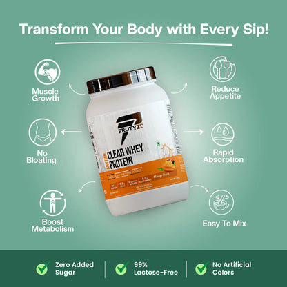 Anytime Clear Whey Protein Isolate, Mango Peach 30 Servings (24g Protein, Zero Added Sugar, Easy Digestion)