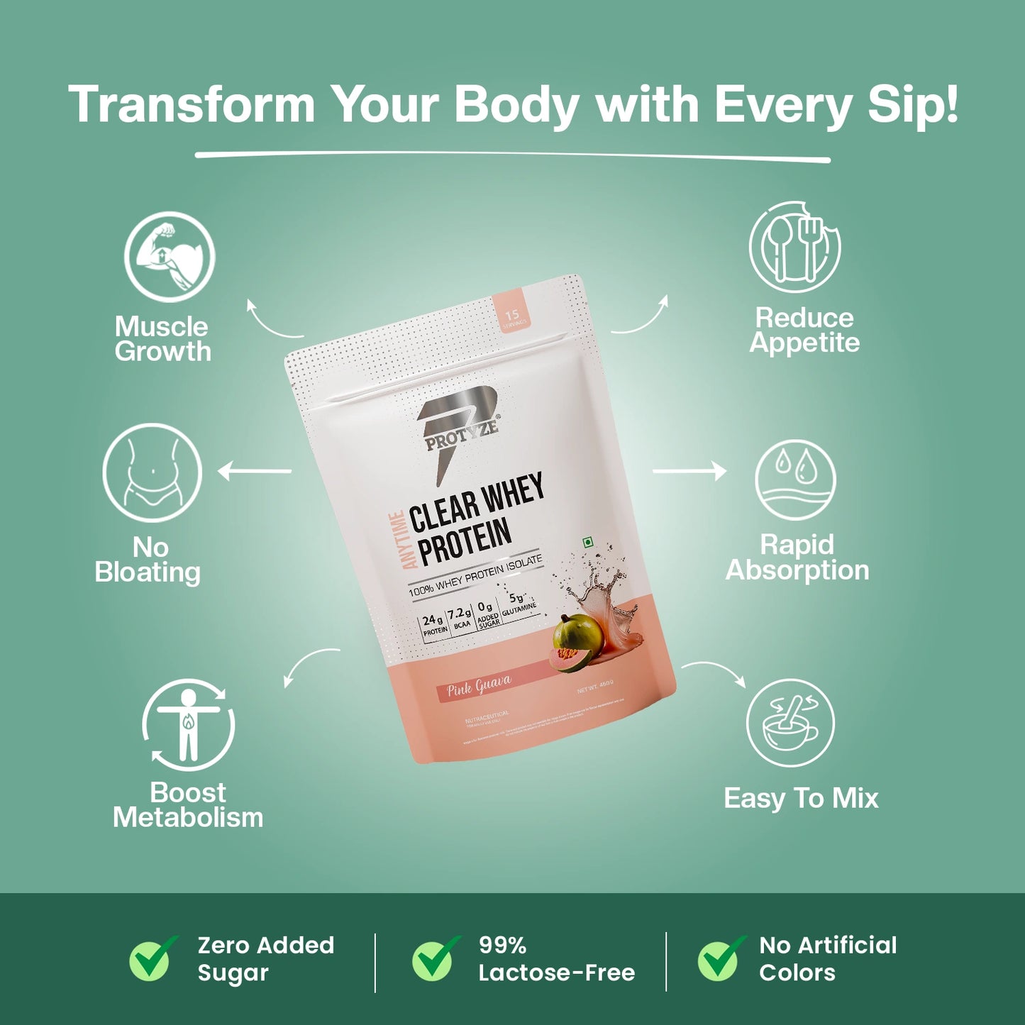 Anytime Clear Whey Protein Isolate, Pink Guava + Tritan Shaker with Breaker Ball.