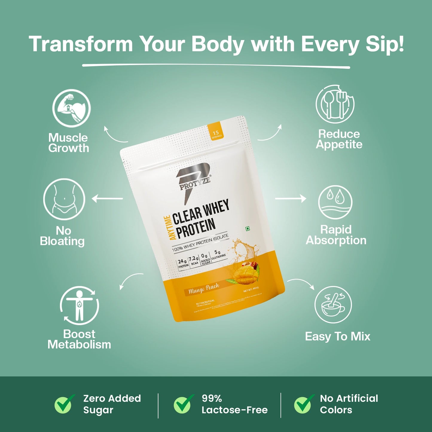 Anytime Clear Whey Protein Isolate, Mango Peach + Tritan Shaker with Breaker Ball.