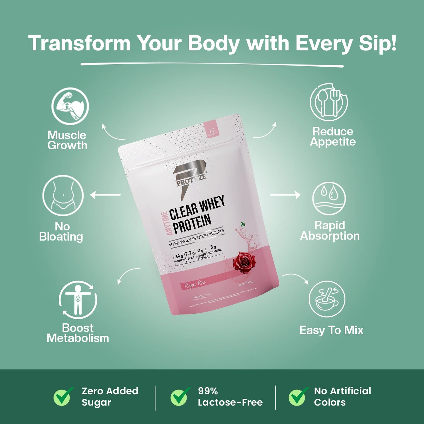 Anytime Clear Whey Protein Isolate, Royal Rose + Tritan Shaker with Breaker Ball.