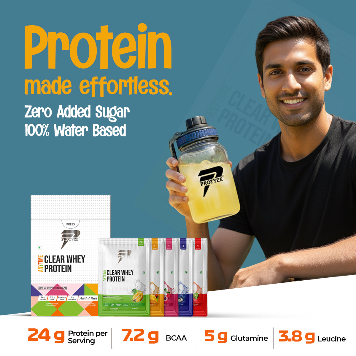 Protyze Clear Whey Assorted Combo - (Anytime + Diet + Nitro + Hydra + Hydra-X + Shaker) + 1 serving free