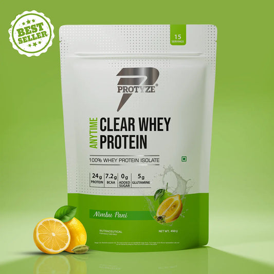 Anytime Clear Whey Protein Isolate, Nimbu Pani 15 Servings (24g Protein, Zero Added Sugar, Easy Digestion)
