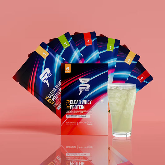Protyze Hydra Clear Whey Protein Isolate With Electrolytes, 20g Protein, Hydration, Muscle Growth, Assorted (Pack Of 6)
