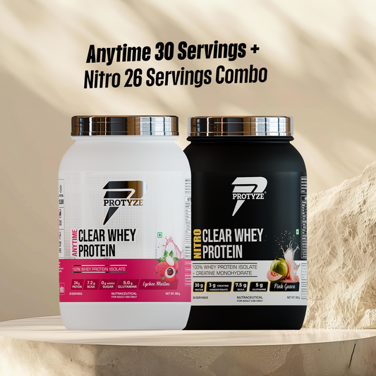 Protyze Clear Whey Protein Anytime Jar + Nitro Jar Combo (30+26 Servings)