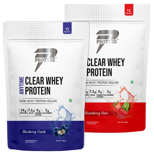 Protyze Anytime Clear Whey Isolate Combo Strawberry Kiwi + Blueberry Crush (30 Servings)