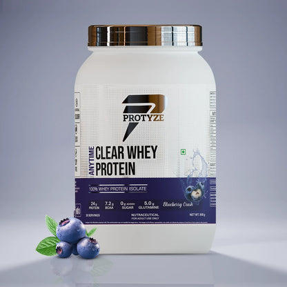 Anytime Clear Whey Protein Isolate, Blueberry Crush 30 Servings (24g Protein, Zero Added Sugar, Easy Digestion)