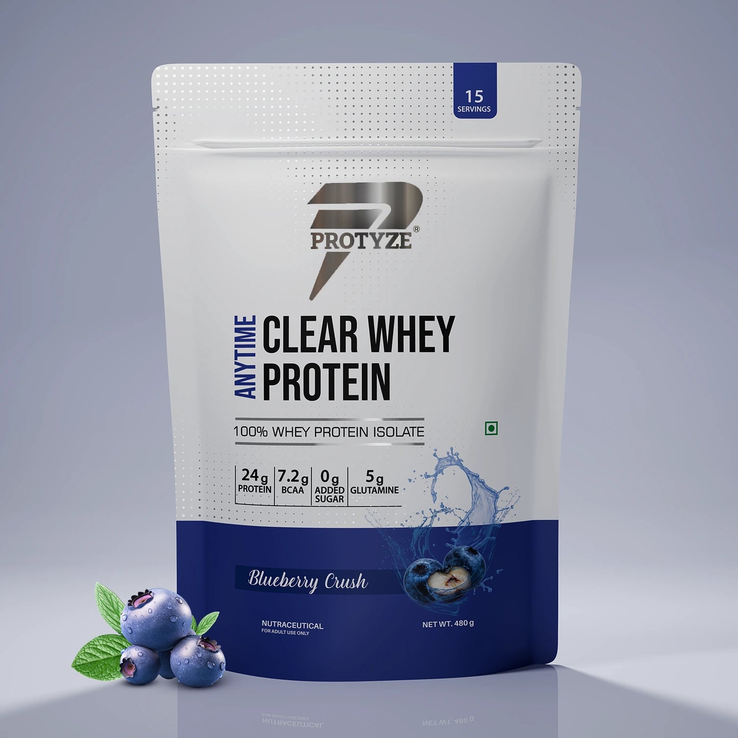 Anytime Clear Whey Protein Isolate, Blueberry Crush 15 Servings