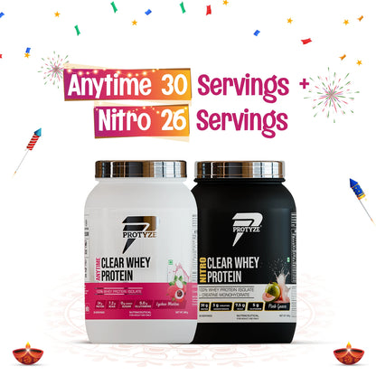 Protyze Clear Whey Protein Anytime Jar + Nitro Jar Combo (30+26 Servings)