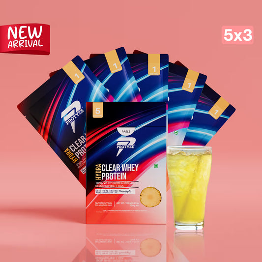 Hydra Clear Whey Protein, Pineapple Flavor Pack of 15 Sachets (20g Protein, 810mg Electrolytes for Hydration & Recovery)