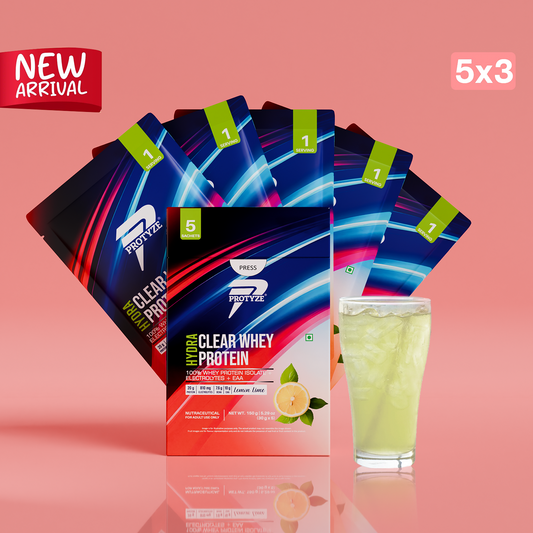 Hydra Clear Whey Protein, Lemon Lime Flavor Pack of 15 Sachets (20g Protein, 810mg Electrolytes for Hydration & Recovery)