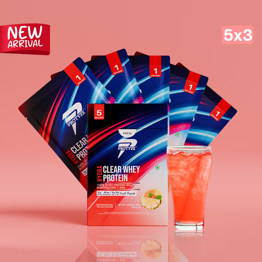 Hydra Clear Whey Protein, Fruit Punch Flavor Pack of 15 Sachets (20g Protein, 810mg Electrolytes for Hydration & Recovery)