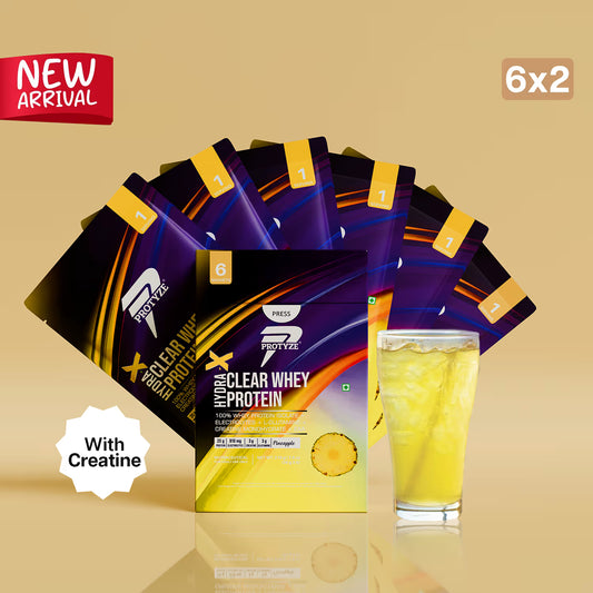 Hydra-X Clear Whey Protein, Fruit Punch Pack of 12 Sachets (20g Protein, 810mg Electrolytes, 3g Creatine, Muscle Growth, Recovery & Hydration)