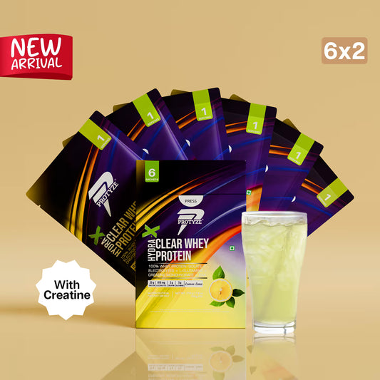 Hydra-X Clear Whey Protein, Lemon Lime Pack of 12 Sachets (20g Protein, 810mg Electrolytes, 3g Creatine, Muscle Growth, Recovery & Hydration)