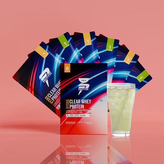 Protyze Hydra Clear Whey Protein Isolate With Electrolytes, 20g Protein, Hydration, Muscle Growth, Assorted (Pack Of 6)