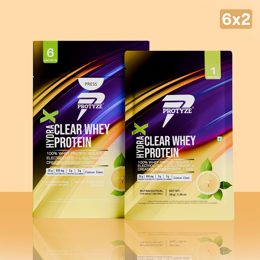 Hydra-X Clear Whey Protein, Lemon Lime ( Pack of 12 Sachets )