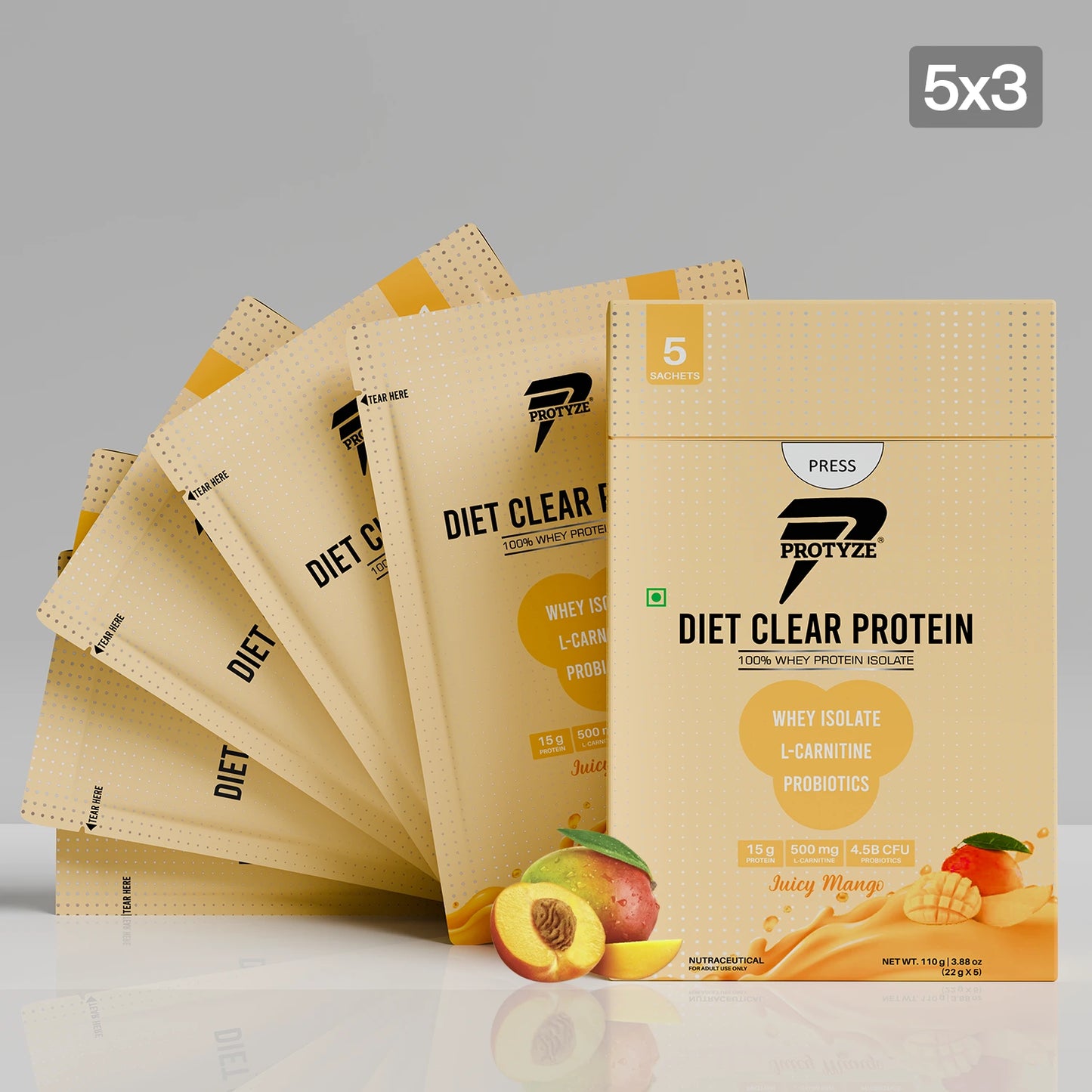 Diet Clear Protein, Juicy Mango (Pack of 15 Sachets)