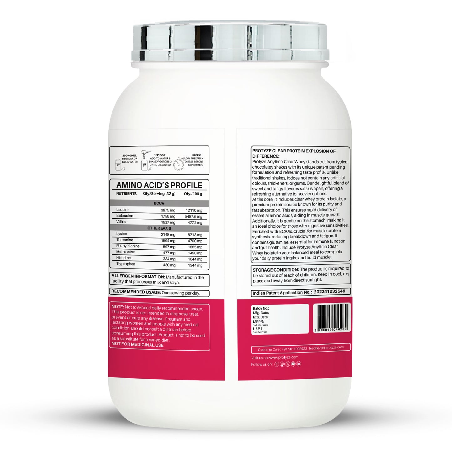 Protyze Anytime Clear Whey Isolate, Lychee Martini (30 Servings)