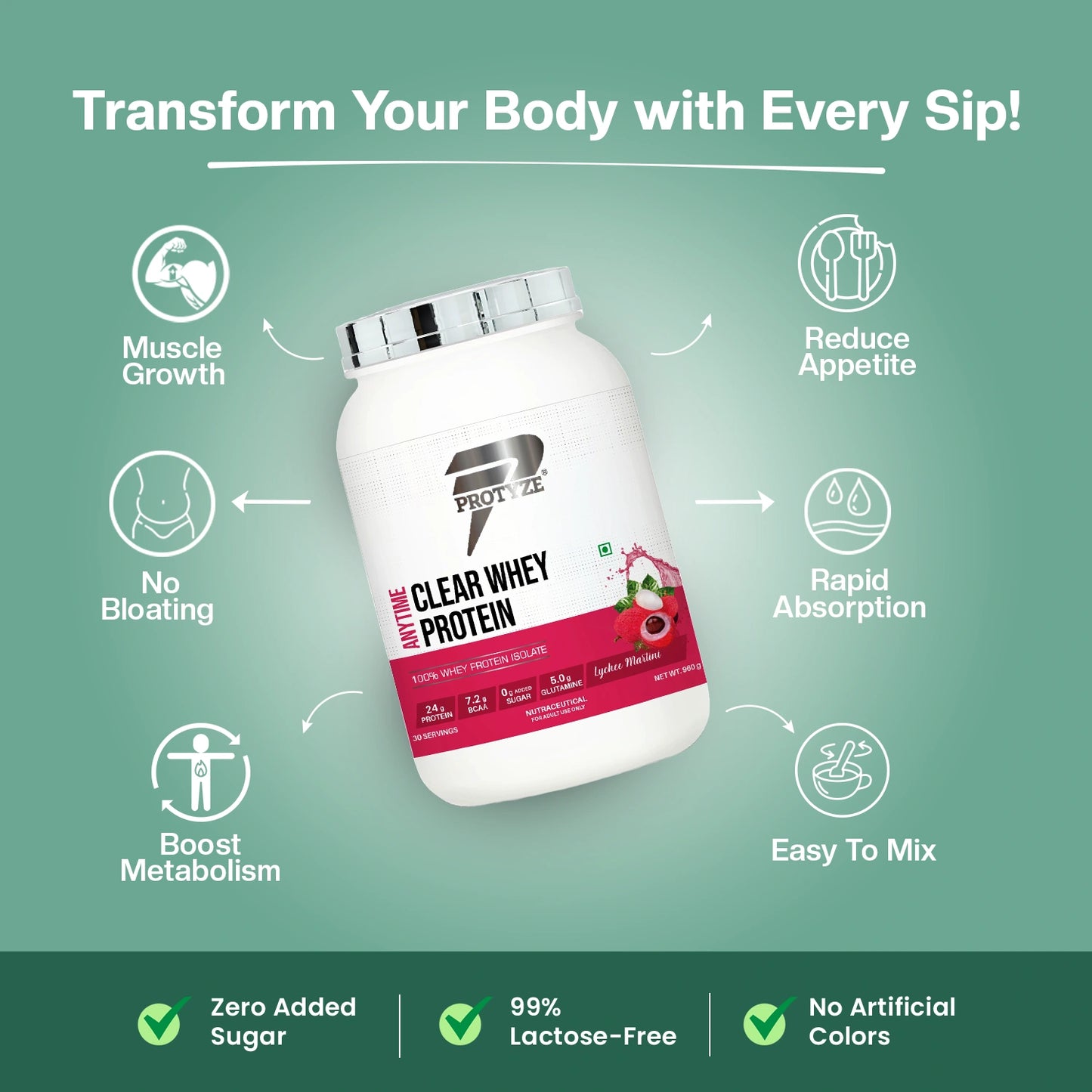 Anytime Clear Whey Protein Isolate, Lychee Martini (30 Servings)