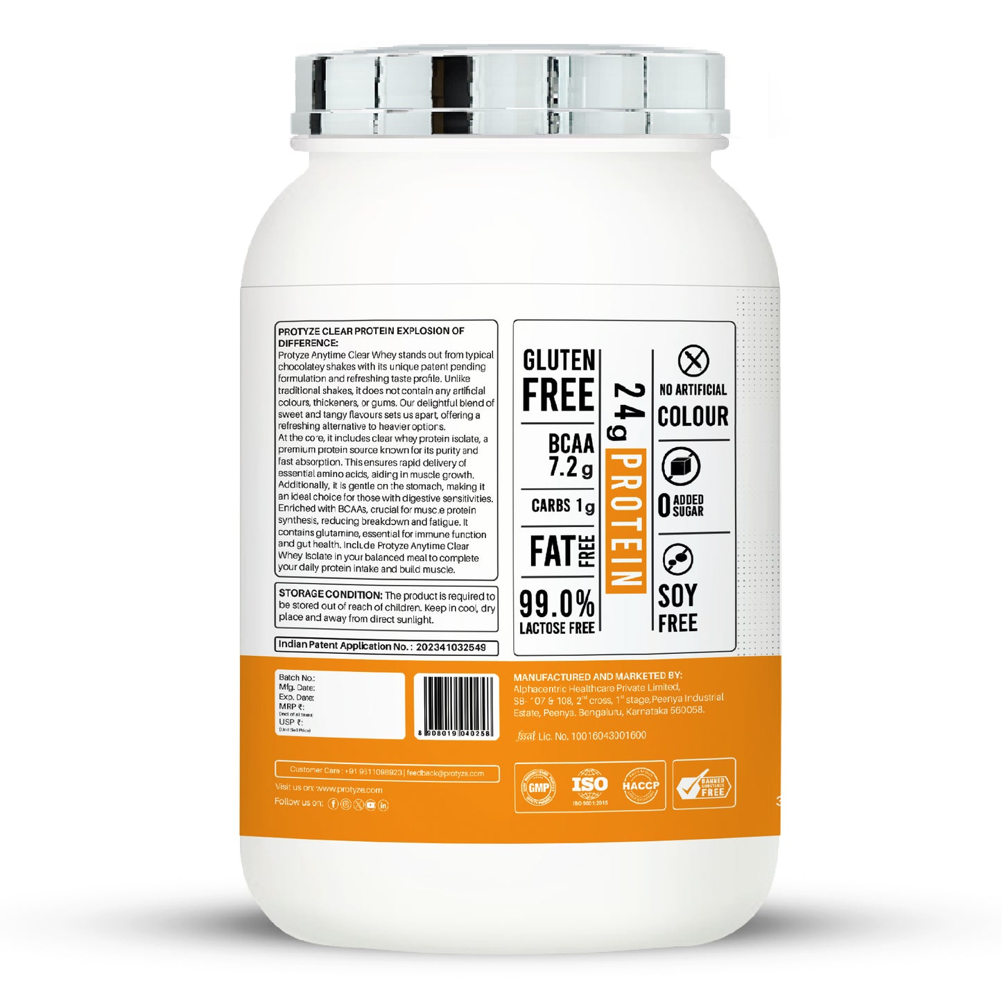 Protyze Anytime Clear Whey Isolate, Mango Peach (30 Servings)