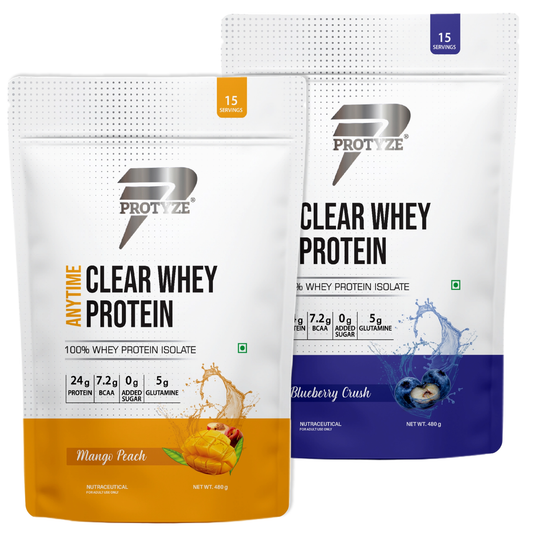 Protyze Anytime Clear Whey Isolate Combo Mango Peach + Blueberry Crush (30 Servings)