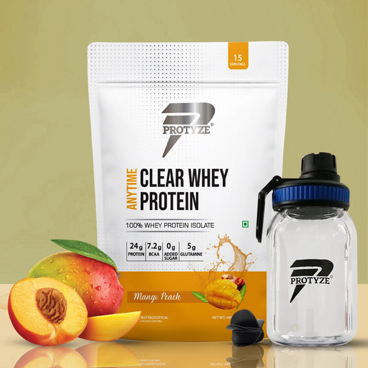 Anytime Clear Whey Protein Isolate, Mango Peach + Tritan Shaker with Breaker Ball.