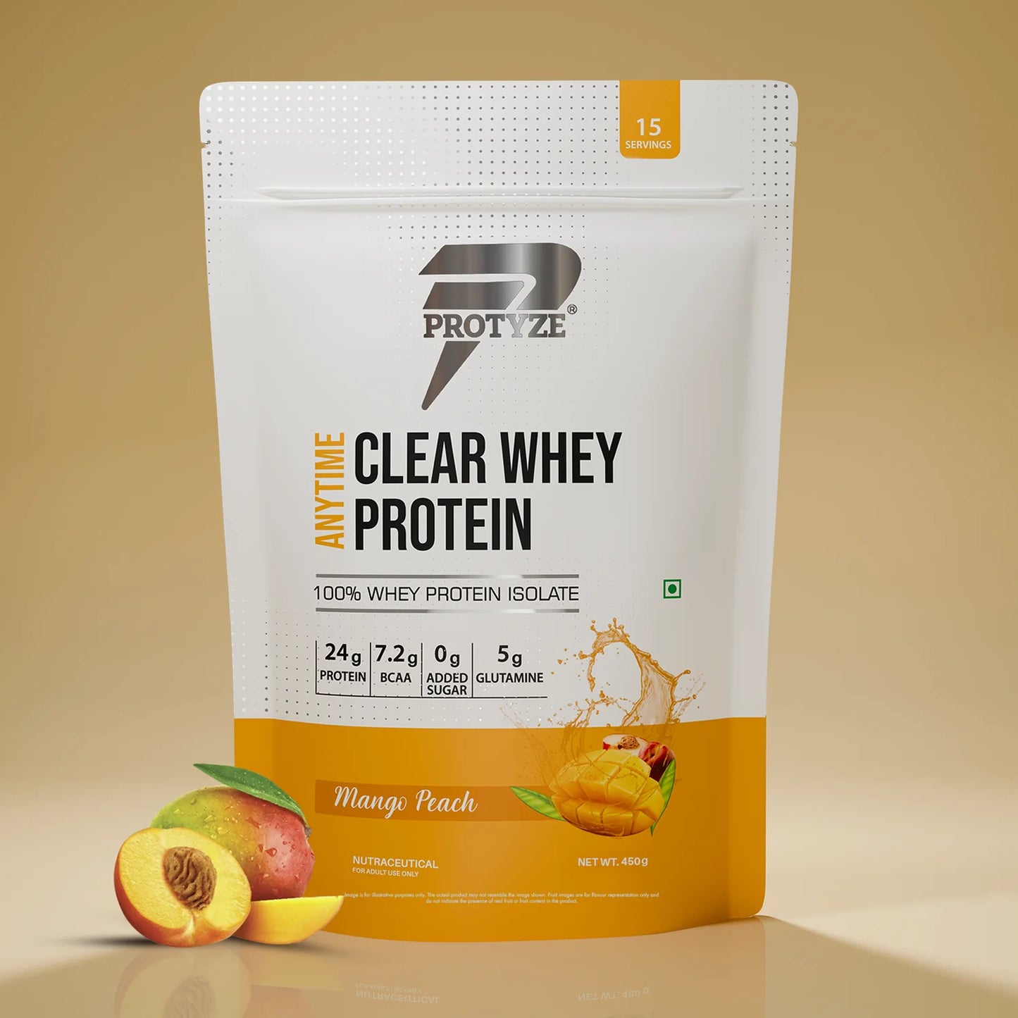 Anytime Clear Whey Protein Isolate, Mango Peach 15 Servings (24g Protein, Zero Added Sugar, Easy Digestion)
