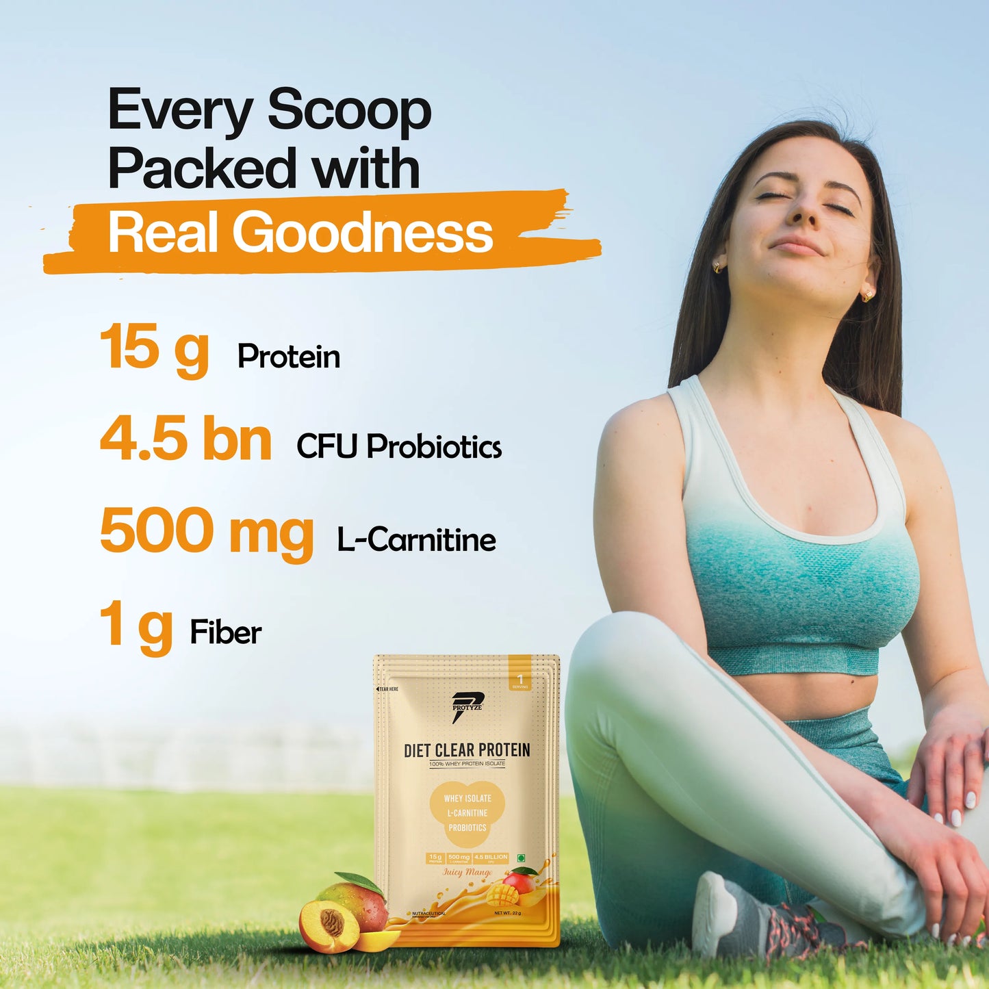 Diet Clear Protein, Juicy Mango (Pack of 15 Sachets)