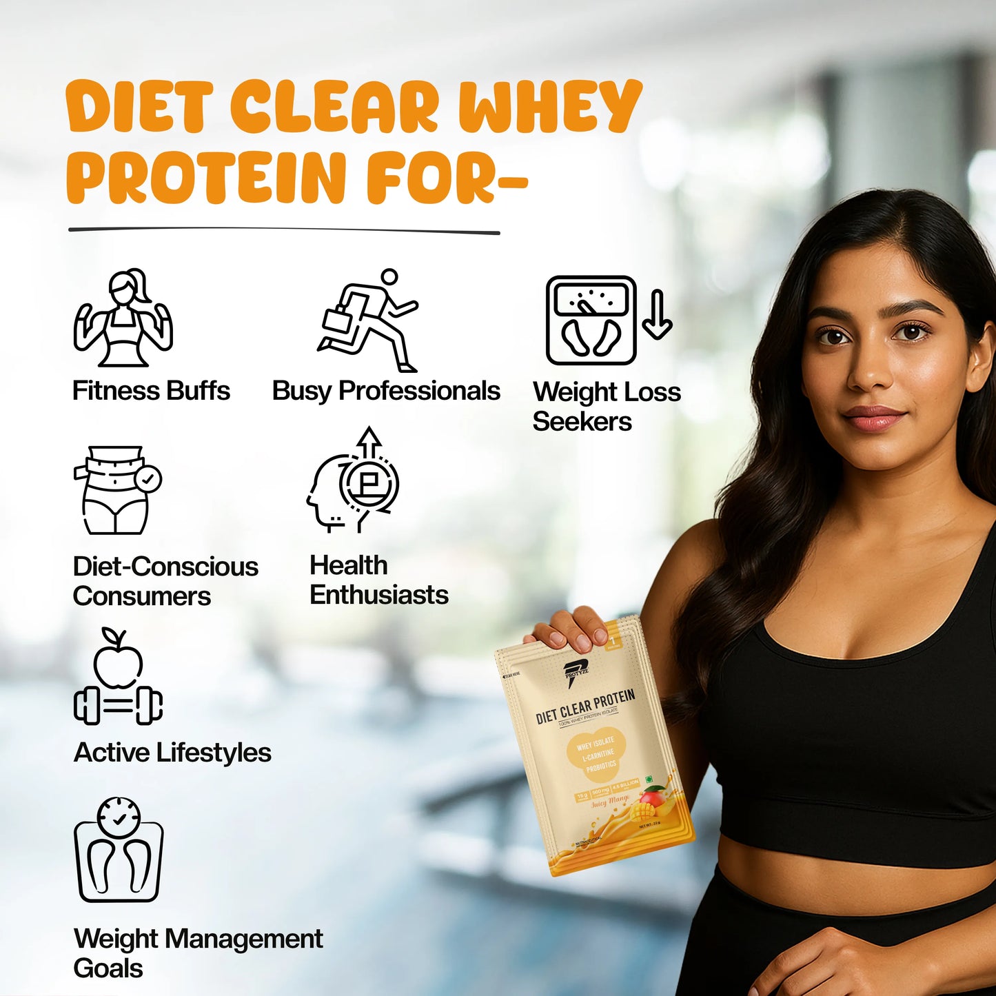 Diet Clear Protein, Juicy Mango (Pack of 15 Sachets)