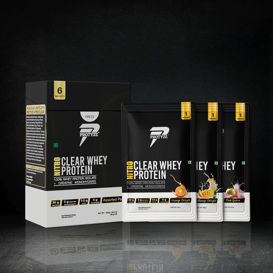 Nitro Clear Whey Protein Isolate, Assorted Pack of 6 (Each Flavour 2 Units)