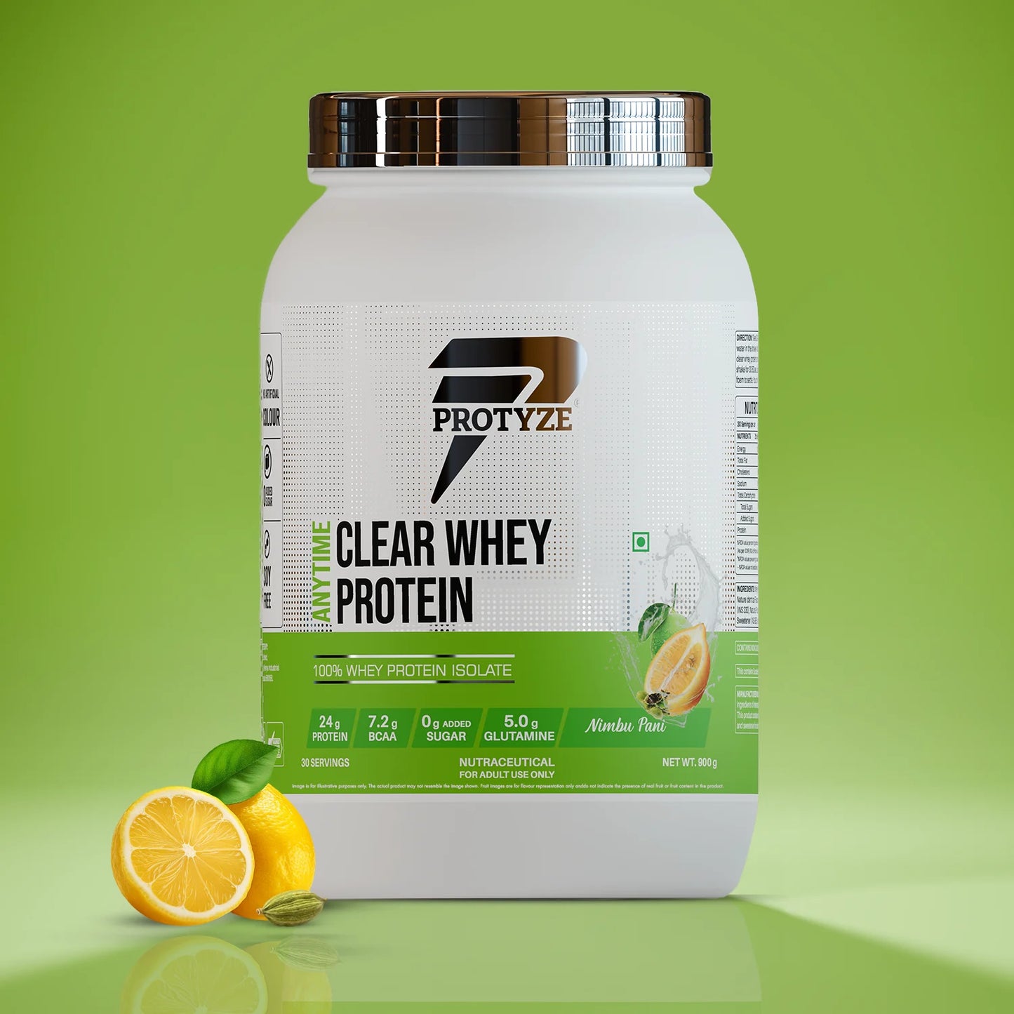 Anytime Clear Whey Protein Isolate, Nimbu Pani 30 Servings (24g Protein, Zero Added Sugar, Easy Digestion)