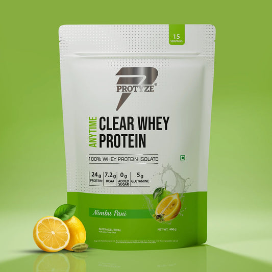 Anytime Clear Whey Protein Isolate, Nimbu Pani 15 Servings (24g Protein, Zero Added Sugar, Easy Digestion)