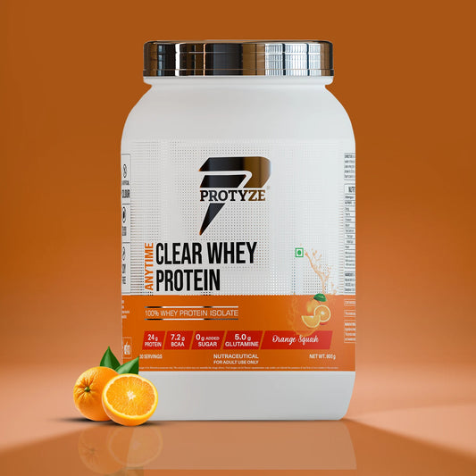 Anytime Clear Whey Protein Isolate, Orange Squash 30 Servings (24g Protein, Zero Added Sugar, Easy Digestion)