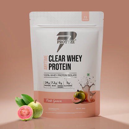 Anytime Clear Whey Protein Isolate, Pink guava 15 Servings (24g Protein, Zero Added Sugar, Easy Digestion)